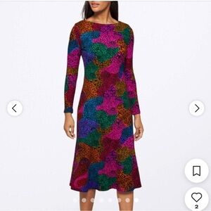 FARM Rio Jersey Knit Size XL Multicolor Cheetah Patterned Women's Midi Dress